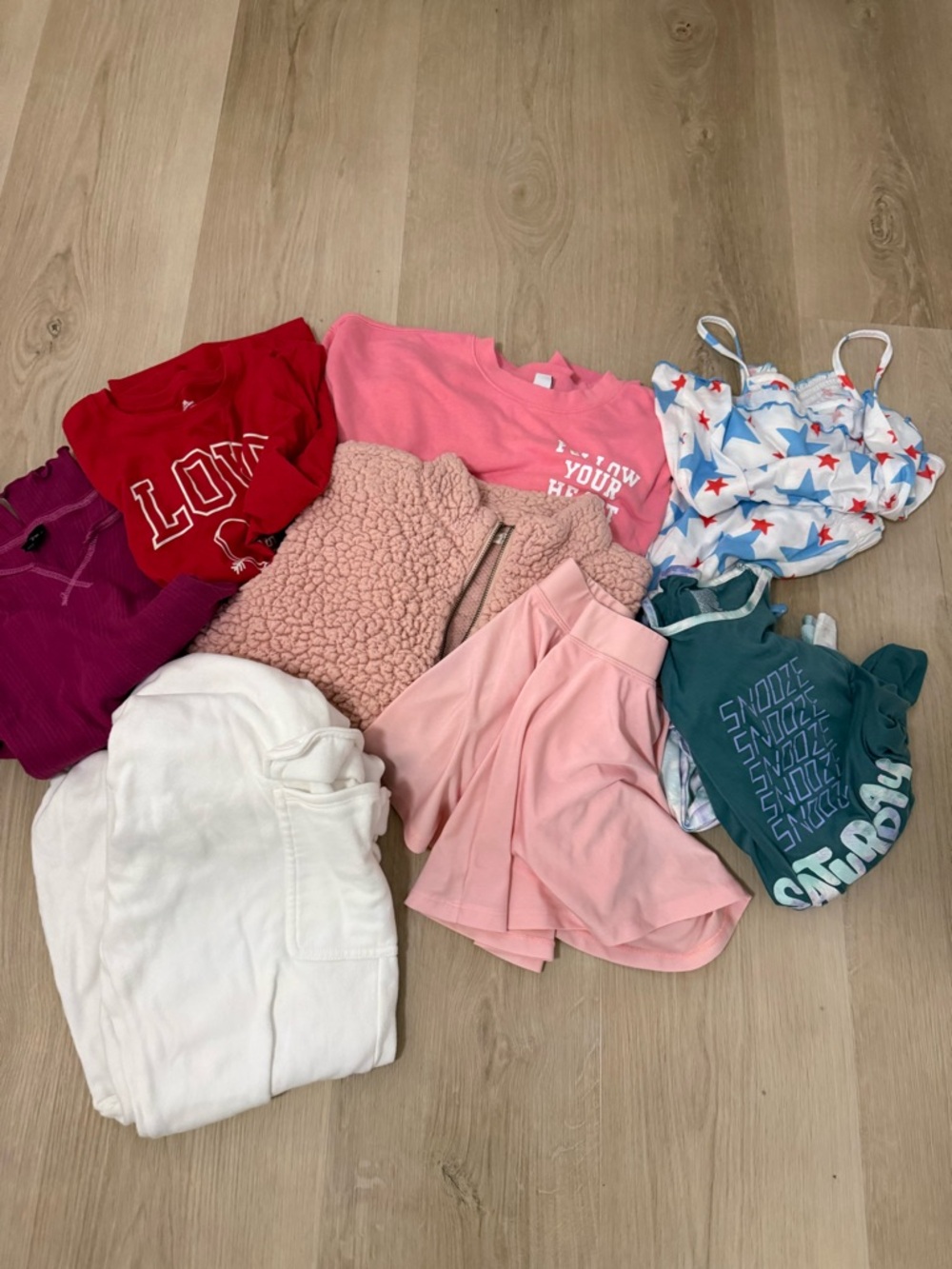 Girls Mixed Clothing Bundle in Pink, White, Red & Teal